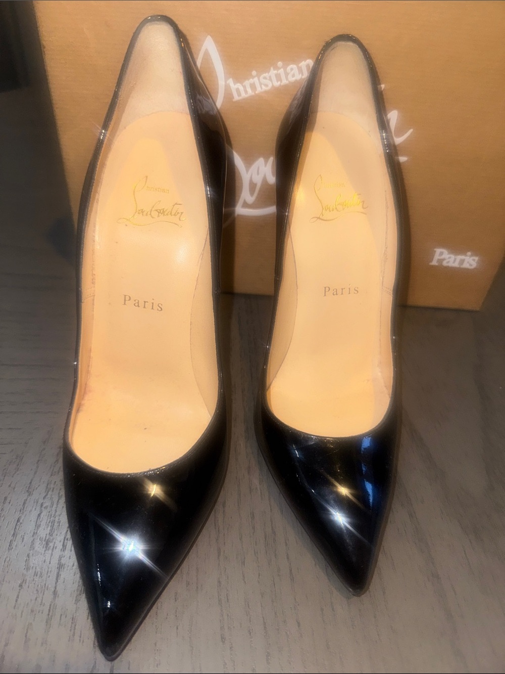 Christian Louboutin Black Patent Pointed Toe Pumps